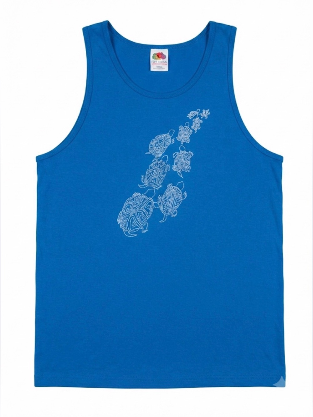 Vintage Fruit of the Loom Tank Top Men's XL Blue Turtle Graphic Print USA